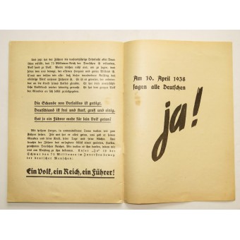 Das danken wir dem Führer!, 1938, Voting brochure. Espenlaub militaria